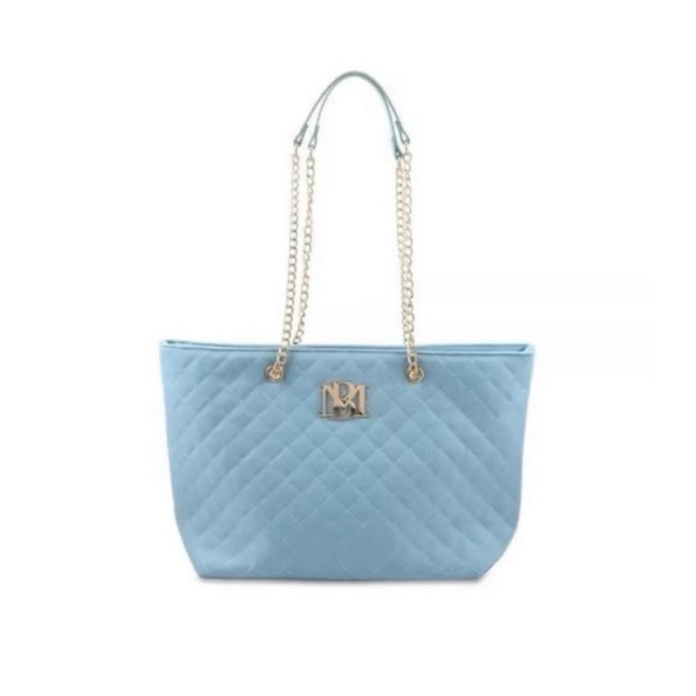 Badgley Mischka Light Blue Quilted Shoulder Bag